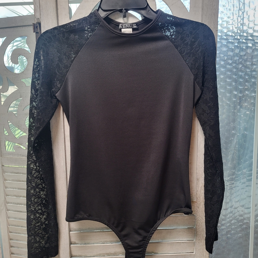 VENUS Elegant Black Lace Bodysuit